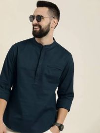 Men Solid Cotton Short Kurta